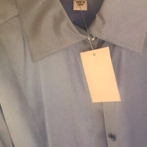 Sleek Ice Blue Button-Up Blouse / - Talbots - brand new with tags